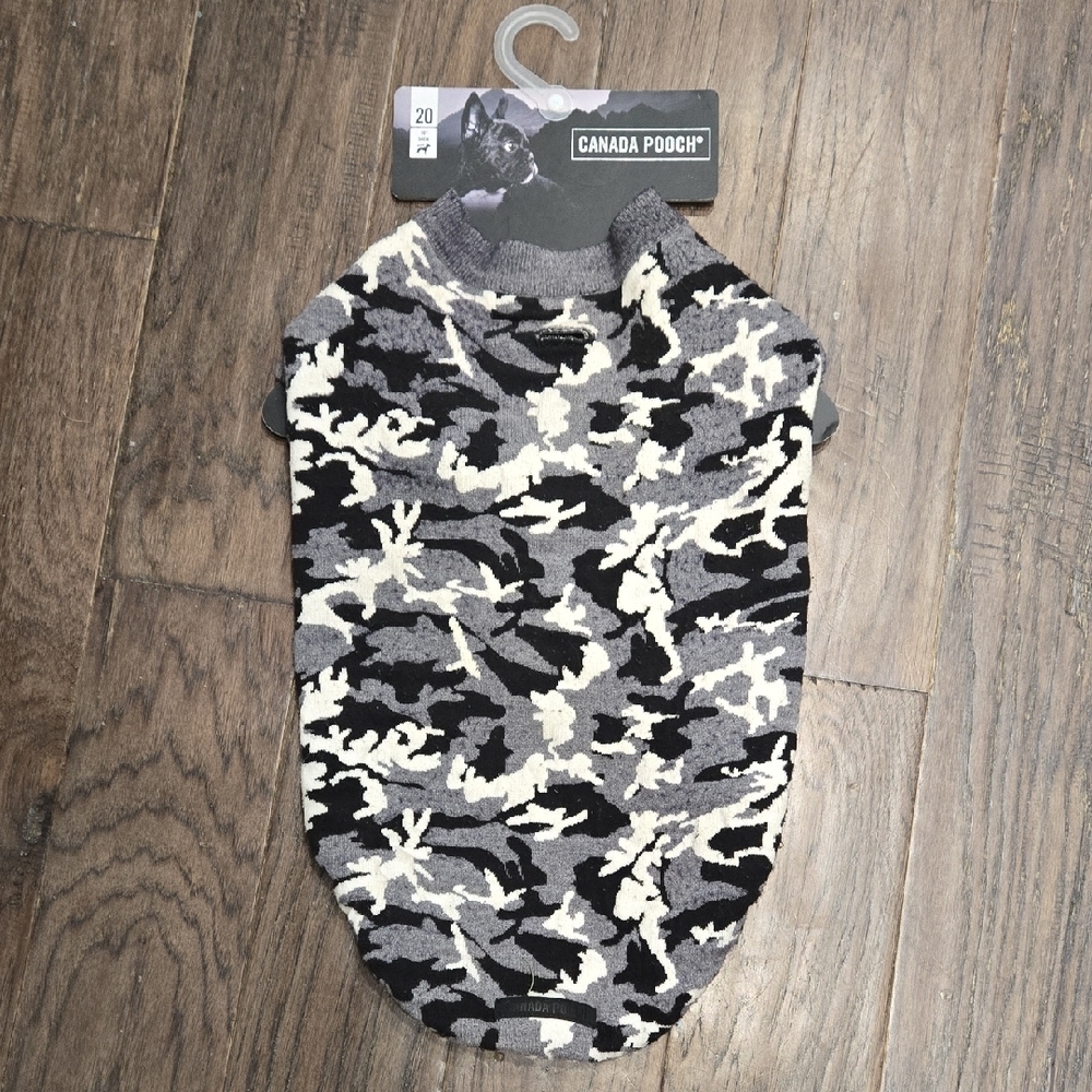 Canada Pooch Camouflage Dog Sweater - Black and Gray - Glow In The Dark